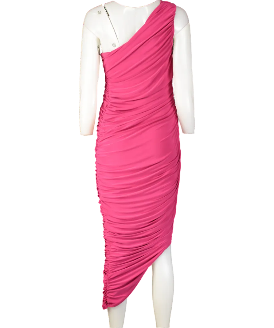 Club L Pink Late Night Ruched One Shoulder Midi Dress UK 10