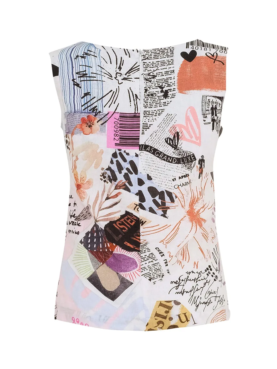 COFFEE TIME ASYMMETRIC COLLAR SLEEVELESS TOP