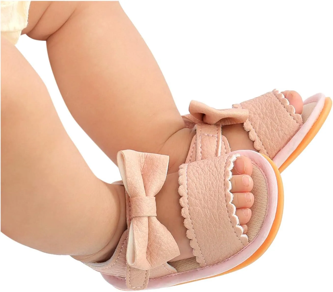 EnJoCho Baby Girl Boy Beach Sandals Soft Rubber Sole Anti-Slip Summer Bowknot Shoes Toddler Flats First Walkers Crib Shoe