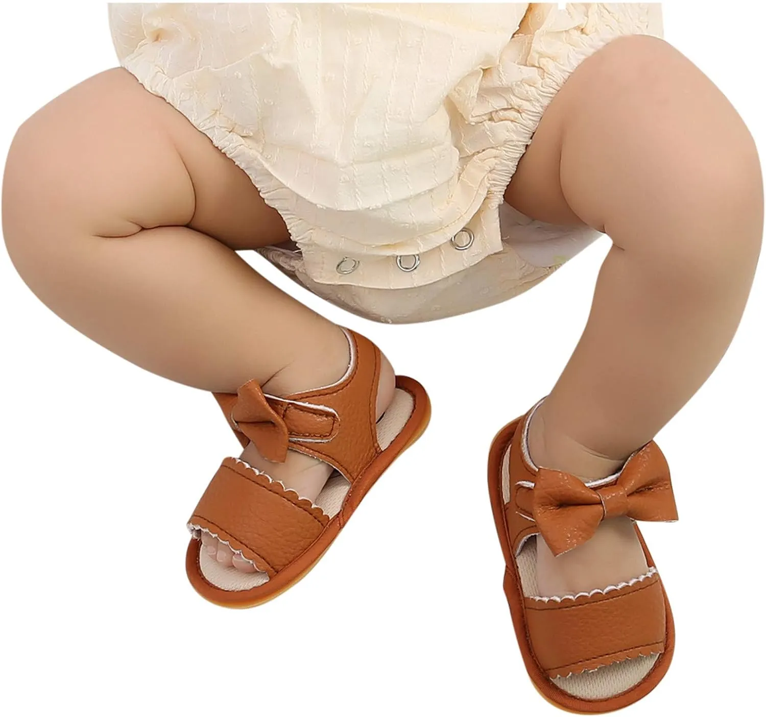 EnJoCho Baby Girl Boy Beach Sandals Soft Rubber Sole Anti-Slip Summer Bowknot Shoes Toddler Flats First Walkers Crib Shoe