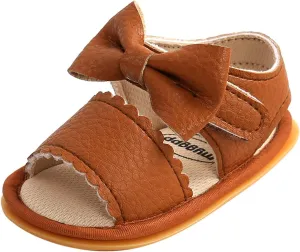 EnJoCho Baby Girl Boy Beach Sandals Soft Rubber Sole Anti-Slip Summer Bowknot Shoes Toddler Flats First Walkers Crib Shoe