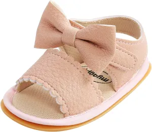 EnJoCho Baby Girl Boy Beach Sandals Soft Rubber Sole Anti-Slip Summer Bowknot Shoes Toddler Flats First Walkers Crib Shoe