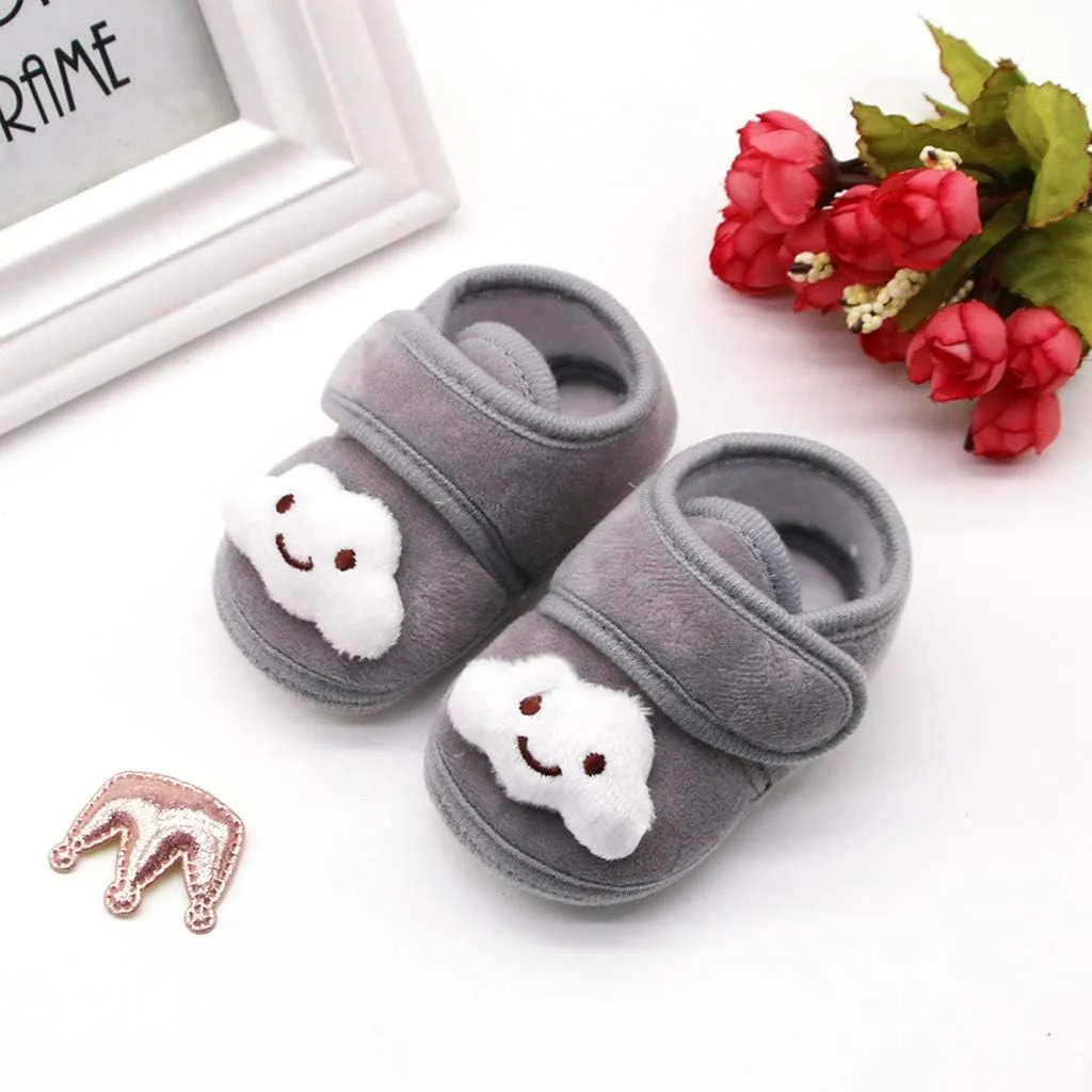 EnJoCho Baby Girls Boys Shoes Soft Anti-Slip Sole Newborn First Walkers Star Cotton Unisex Infant Sneakers 0-18M (Gray-06#A, 6-12M)