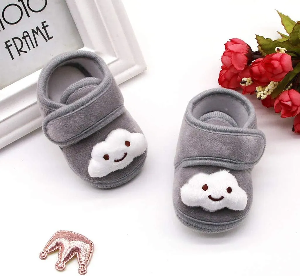 EnJoCho Baby Girls Boys Shoes Soft Anti-Slip Sole Newborn First Walkers Star Cotton Unisex Infant Sneakers 0-18M (Gray-06#A, 6-12M)