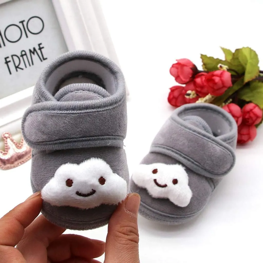 EnJoCho Baby Girls Boys Shoes Soft Anti-Slip Sole Newborn First Walkers Star Cotton Unisex Infant Sneakers 0-18M (Gray-06#A, 6-12M)