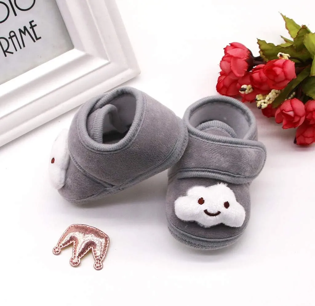 EnJoCho Baby Girls Boys Shoes Soft Anti-Slip Sole Newborn First Walkers Star Cotton Unisex Infant Sneakers 0-18M (Gray-06#A, 6-12M)