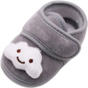 EnJoCho Baby Girls Boys Shoes Soft Anti-Slip Sole Newborn First Walkers Star Cotton Unisex Infant Sneakers 0-18M (Gray-06#A, 6-12M)