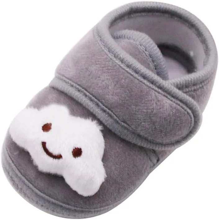 EnJoCho Baby Girls Boys Shoes Soft Anti-Slip Sole Newborn First Walkers Star Cotton Unisex Infant Sneakers 0-18M (Gray-06#A, 6-12M)