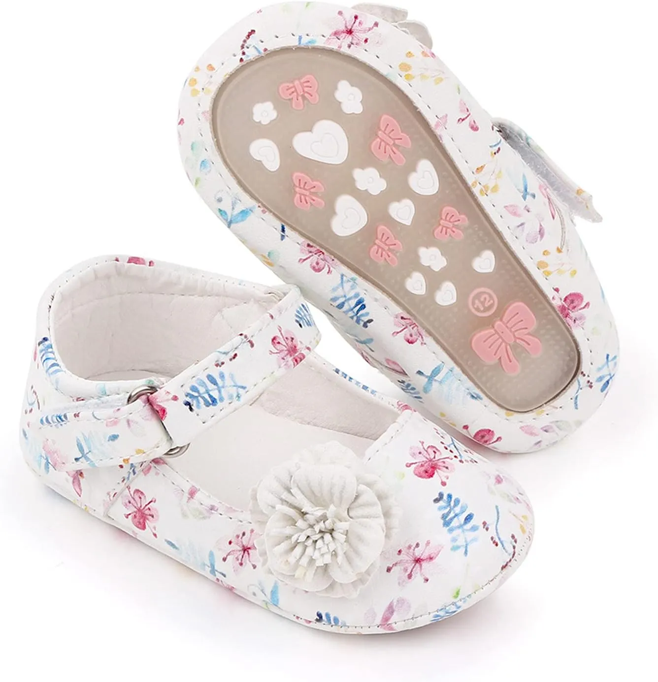 EnJoCho Baby Shoes,0-18Months Baby Boys Girls Sandals Soft Non-Slip Rubber Sole Summer Breathable Flat Walking Shoes (White-02#, 0-6 Months)