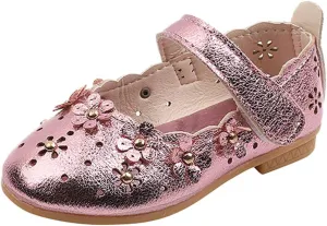 EnJoCho Girls Sandal Shoes Flower Shoes Hollow Flower Shoes Sandals Soft Sole Princess Sandals Baby Shoes 1-11 Years (Pink, 7 Years)