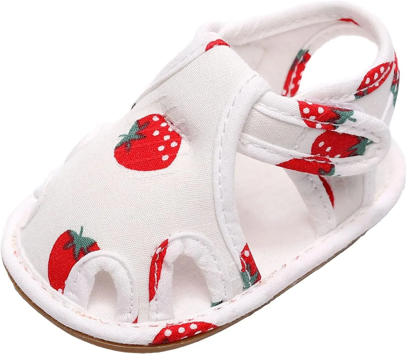 EnJoCho Infant Toddler Shoes Soft Sole Non Slip Toddler Floor Shoes Fruit Strawberry Print Sandals Toddler Walking Shoes (Red, 3Months)