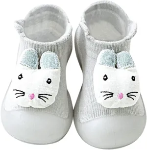 EnJoCho Kids Flats Sandals Toddler Kids Infant Newborn Baby Boys Girls Shoes Cute Cartoon Animals Soft Soles (Grey, 0-6 Months)