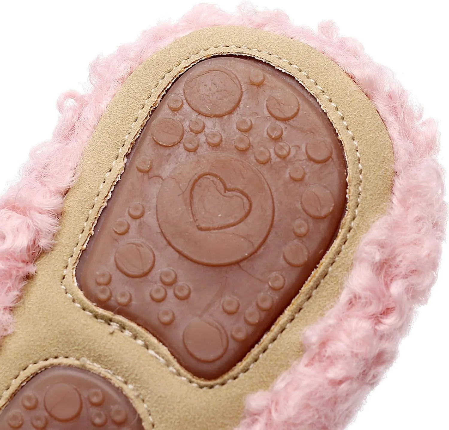EnJoCho Kids Toddler Slippers Socks Artificial Woolen Slippers for Boys Girls Baby with Non-Slip Soft-Sole for Baby 0-2.5Years (Pink-02#E, 3-6Months)