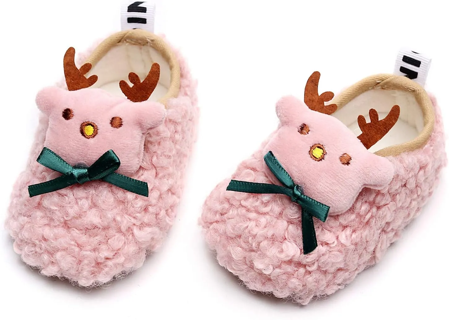 EnJoCho Kids Toddler Slippers Socks Artificial Woolen Slippers for Boys Girls Baby with Non-Slip Soft-Sole for Baby 0-2.5Years (Pink-02#E, 3-6Months)