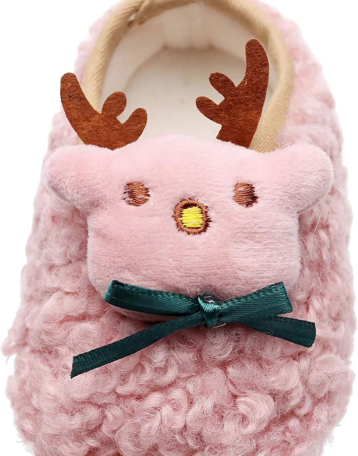 EnJoCho Kids Toddler Slippers Socks Artificial Woolen Slippers for Boys Girls Baby with Non-Slip Soft-Sole for Baby 0-2.5Years (Pink-02#E, 3-6Months)