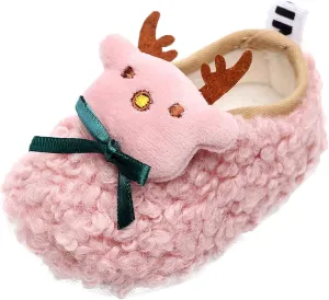 EnJoCho Kids Toddler Slippers Socks Artificial Woolen Slippers for Boys Girls Baby with Non-Slip Soft-Sole for Baby 0-2.5Years (Pink-02#E, 3-6Months)