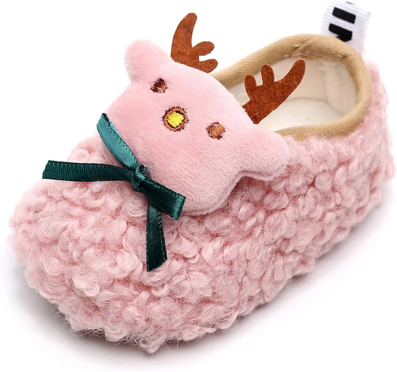 EnJoCho Kids Toddler Slippers Socks Artificial Woolen Slippers for Boys Girls Baby with Non-Slip Soft-Sole for Baby 0-2.5Years (Pink-02#E, 3-6Months)