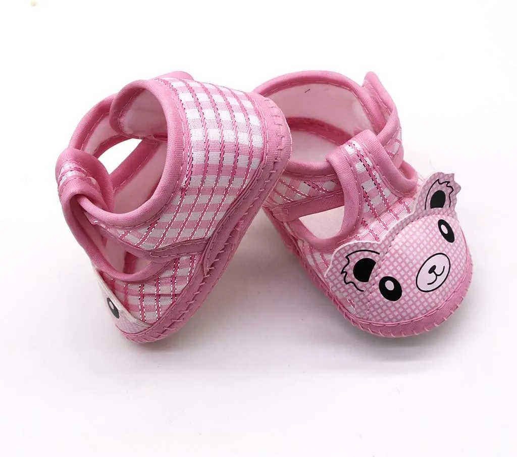 EnJoCho Newborn Baby Girls Cartoon Little Bear Prewalker Soft Sole Sandals Single Shoes Sneakers Toddler Flats (Pink-03#, 6-12M)