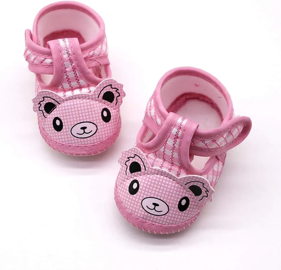 EnJoCho Newborn Baby Girls Cartoon Little Bear Prewalker Soft Sole Sandals Single Shoes Sneakers Toddler Flats (Pink-03#, 6-12M)