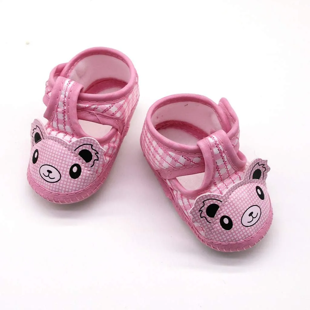 EnJoCho Newborn Baby Girls Cartoon Little Bear Prewalker Soft Sole Sandals Single Shoes Sneakers Toddler Flats (Pink-03#, 6-12M)