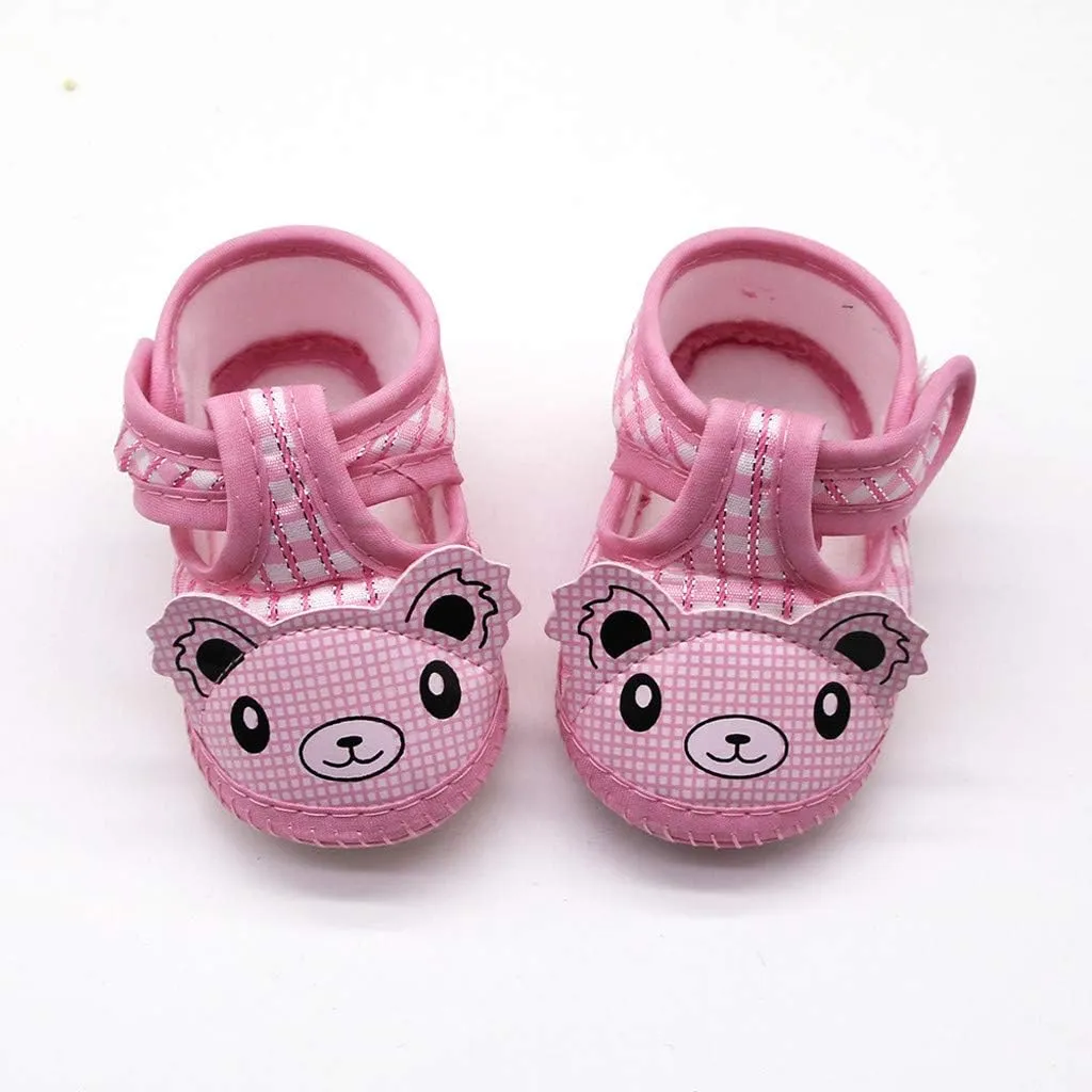 EnJoCho Newborn Baby Girls Cartoon Little Bear Prewalker Soft Sole Sandals Single Shoes Sneakers Toddler Flats (Pink-03#, 6-12M)