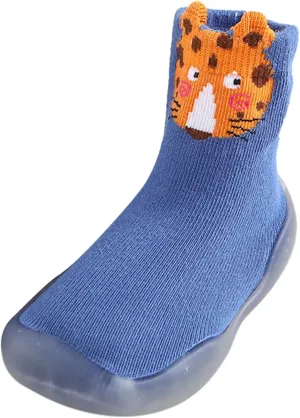 EnJoCho Non Slip Shoes for Toddler Baby Boys Girls Solid Warm Knit Soft Sole Rubber Shoes Slipper Stocking Soft Shoes Socks (Blue, 26)