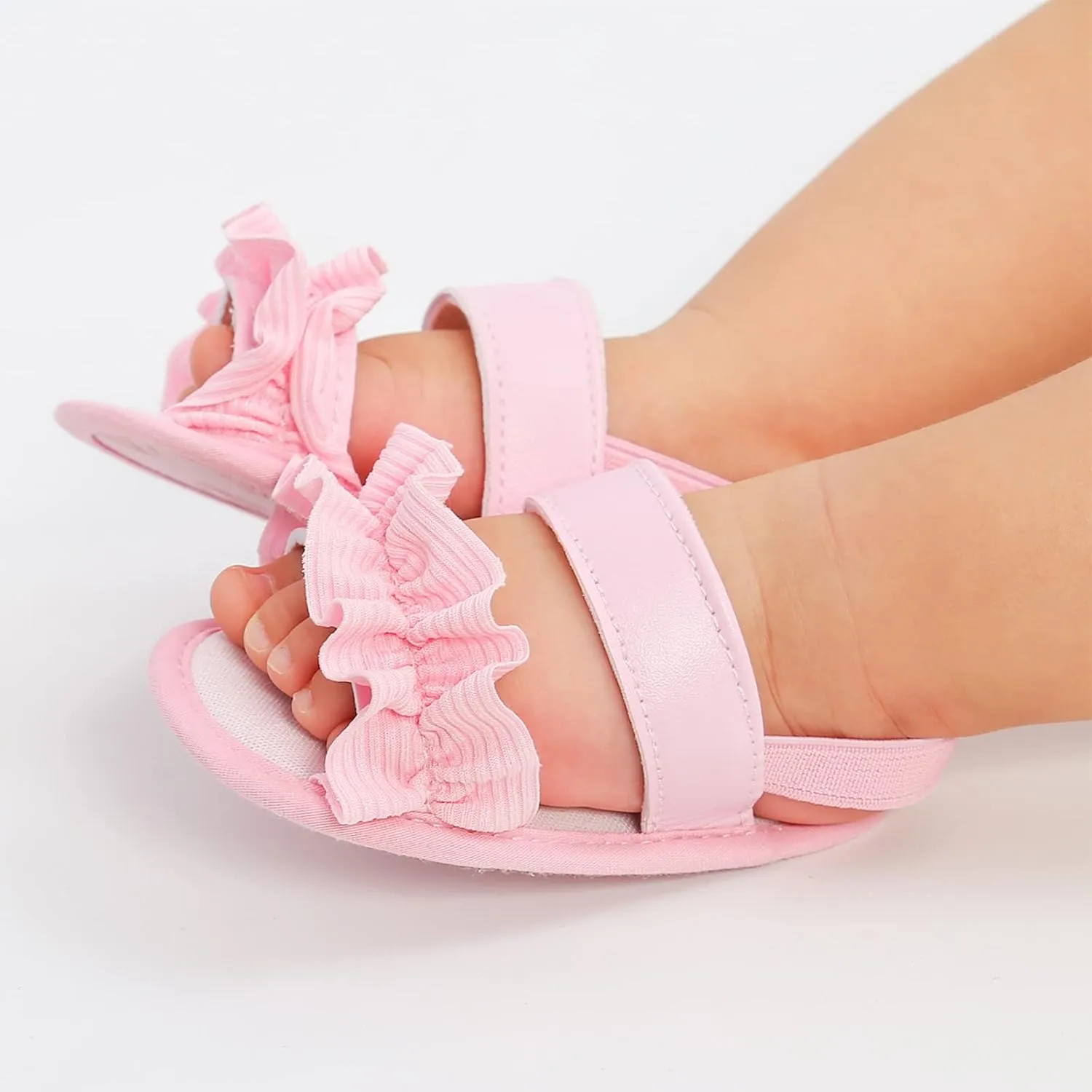 EnJoCho Soft Anti-Slip Rubber Sole Prewalker First Walker Baby Crib Shoes Beach Sandals for Infant Toddler Girls 0-18M