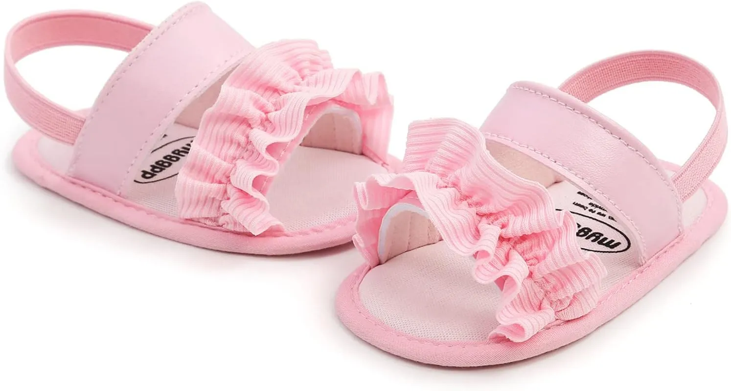 EnJoCho Soft Anti-Slip Rubber Sole Prewalker First Walker Baby Crib Shoes Beach Sandals for Infant Toddler Girls 0-18M