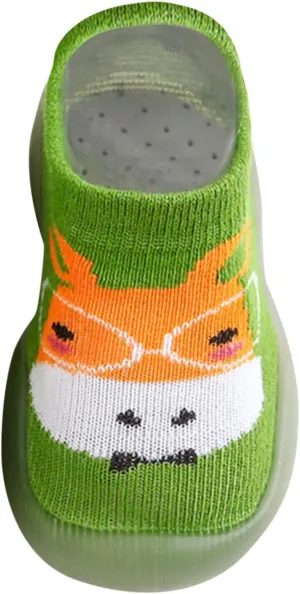 EnJoCho Sport Shoes for Toddler Warm Socks Girls Shoes Rubber Boys Sole Cute Toddler Knit Kids Baby Soft (Green, 15-18 Months)
