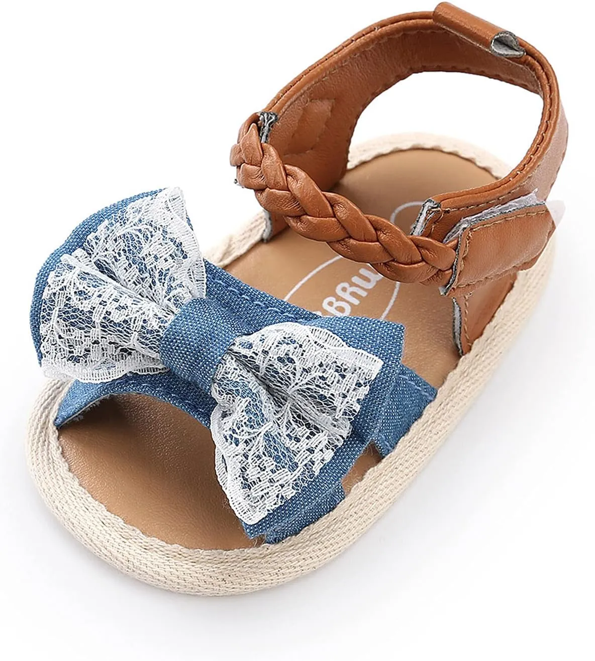 EnJoCho Toddler First Walker Shoes Baby Girls Bow Sandals Soft Non-Slip Rubber Sole Flat Walking Shoes Dress Shoes (Blue-07#, 12-18 Months)