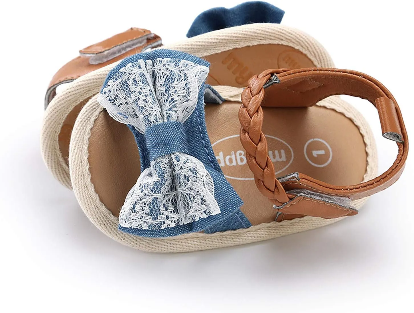 EnJoCho Toddler First Walker Shoes Baby Girls Bow Sandals Soft Non-Slip Rubber Sole Flat Walking Shoes Dress Shoes (Blue-07#, 12-18 Months)