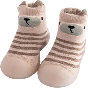 EnJoCho Toddler Flats Sandals Kids Toddler Baby Boys Girls Solid Warm Knit Soft Sole Rubber Shoes Sock Slipper (Khaki, 24)