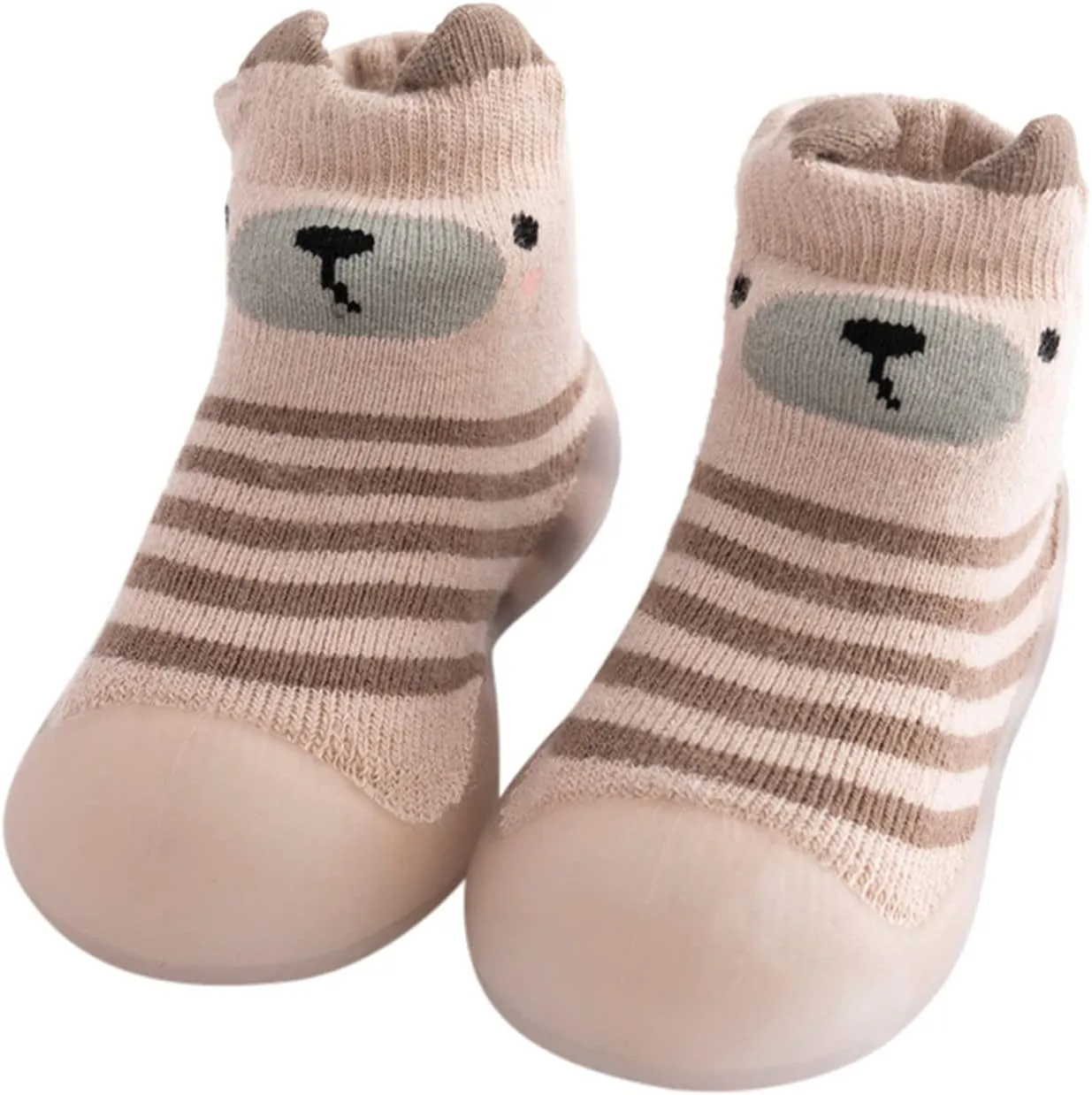 EnJoCho Toddler Flats Sandals Kids Toddler Baby Boys Girls Solid Warm Knit Soft Sole Rubber Shoes Sock Slipper (Khaki, 24)