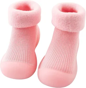 EnJoCho Toddler Running Shoes Kids Toddler Baby Boys Girls Solid Warm Knit Soft Sole Rubber Shoes Socks Slippers (Pink, 20)