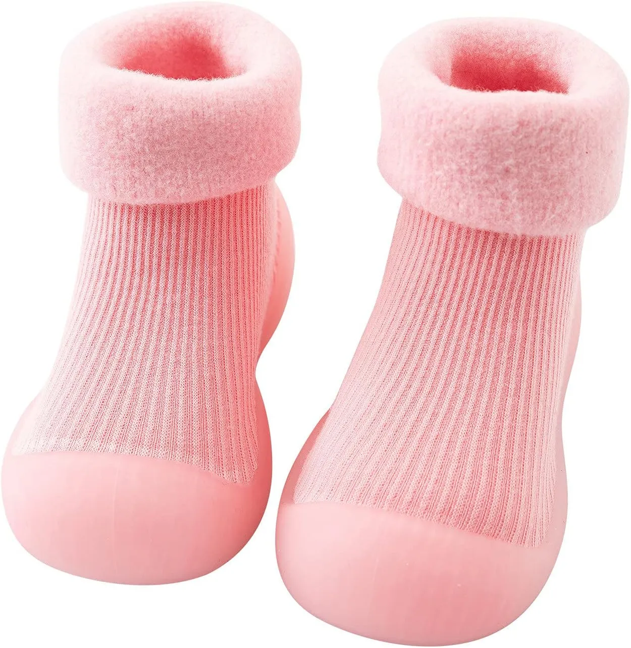 EnJoCho Toddler Running Shoes Kids Toddler Baby Boys Girls Solid Warm Knit Soft Sole Rubber Shoes Socks Slippers (Pink, 20)
