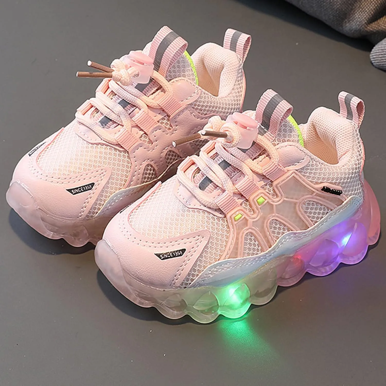 Fashion Light On Baby Shoes Breathable Soft Sole Slip-on Athletic Sneakers Toddler Cool Lighted Running Shoes