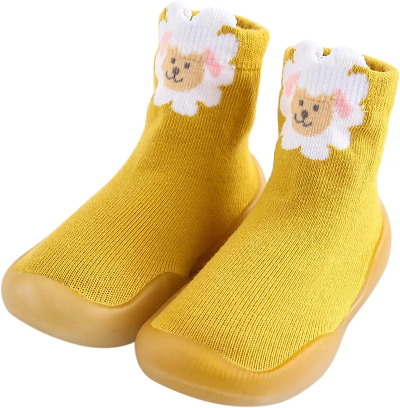 First Walking Shoes Toddler Baby Boys Girls Solid Warm Knit Soft Sole Rubber Shoes Sock Slipper Non Slip Soft Sole