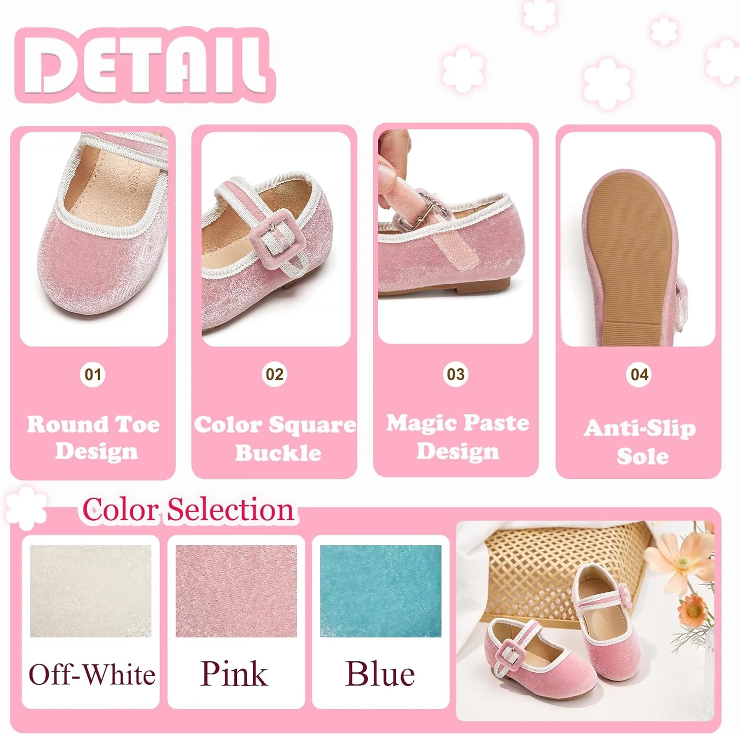 Flaryzone Toddler/Little Girls' Ballerina Flat Mary Jane Princess Dress Shoes - Wedding School Party