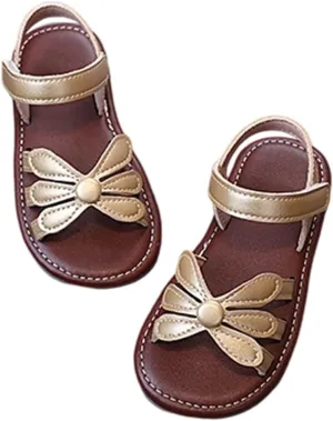 Floral Princess Flat Sandals for Baby Girls Soft Sole Dress Shoes with Non-Slip Tread, Summer Wedding Flower Girl Toddler Sizes 1-6 Years