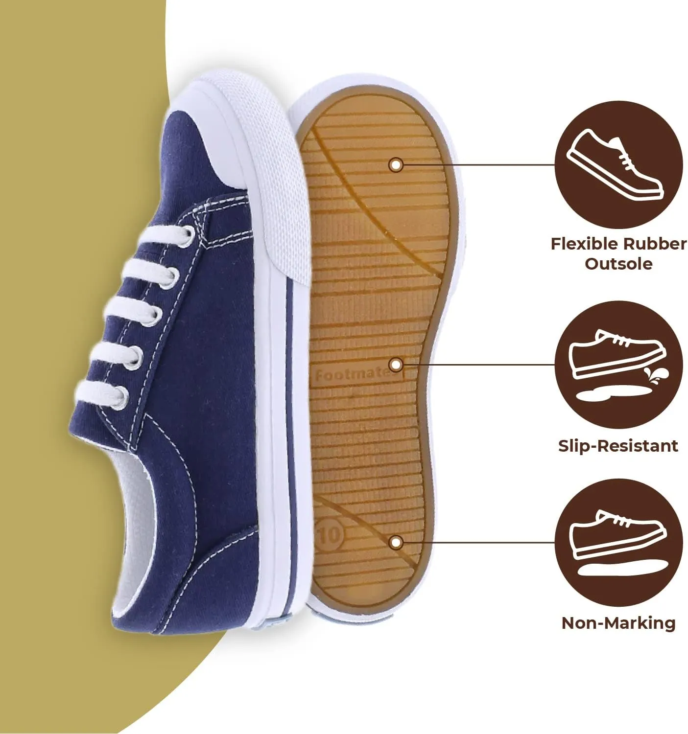 FOOTMATES Taylor Lace-Up Canvas Flats Boys and Girls Shoes - Tennis Sneakers with Wide Toe Box, Custom-Fit Insoles, Vulcanized Outsoles - for Toddlers and Little Kids, Ages 1-8