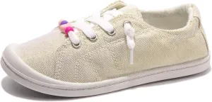 FUNKYMONKEY Girls Canvas Sneakers Lace up Lightweight Casual School Shoes for Toddler/Little Kids