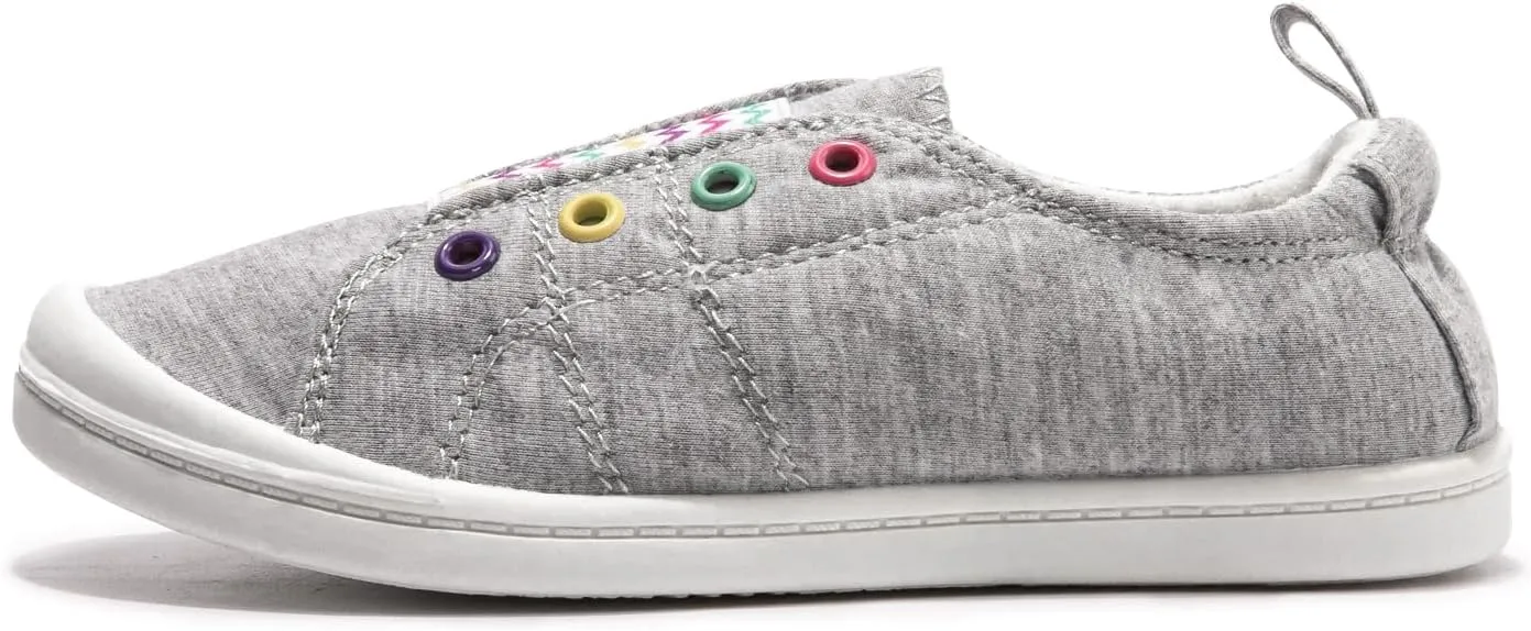 FUNKYMONKEY Girls Canvas Sneakers Lace up Lightweight Casual School Shoes for Toddler/Little Kids