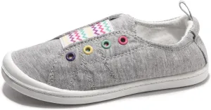 FUNKYMONKEY Girls Canvas Sneakers Lace up Lightweight Casual School Shoes for Toddler/Little Kids