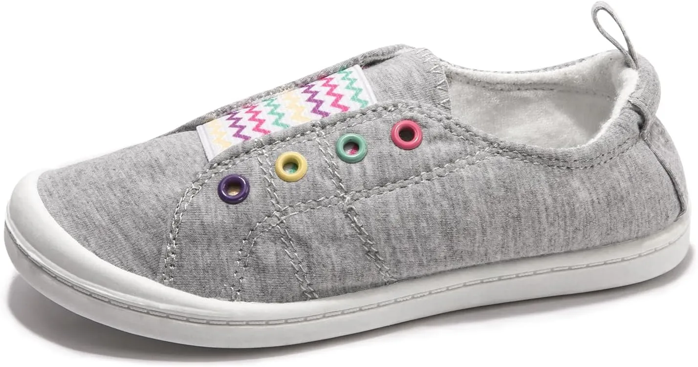 FUNKYMONKEY Girls Canvas Sneakers Lace up Lightweight Casual School Shoes for Toddler/Little Kids