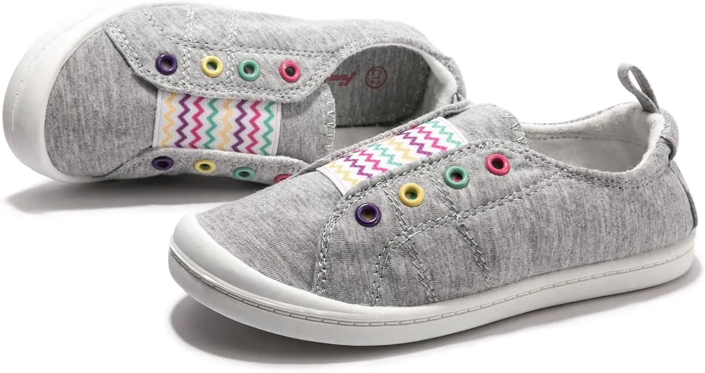 FUNKYMONKEY Girls Canvas Sneakers Lace up Lightweight Casual School Shoes for Toddler/Little Kids