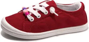 FUNKYMONKEY Girls Canvas Sneakers Lace up Lightweight Casual School Shoes for Toddler/Little Kids