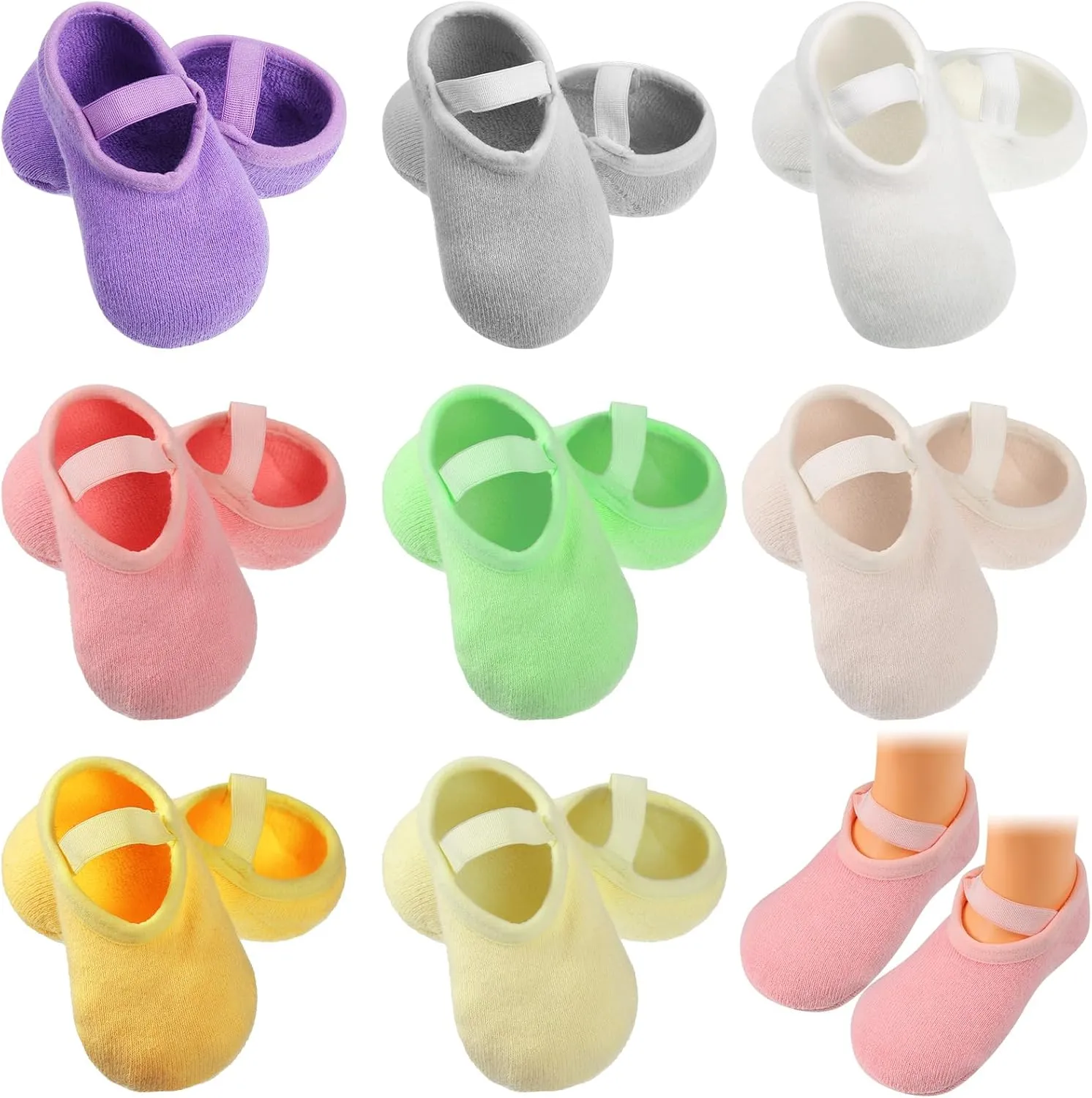 Geyoga 8 Pairs Baby Non Skid Anti Slip Socks Toddler Girls Boys Socks with Grip for Newborn Infants 0-36 Months Slippers