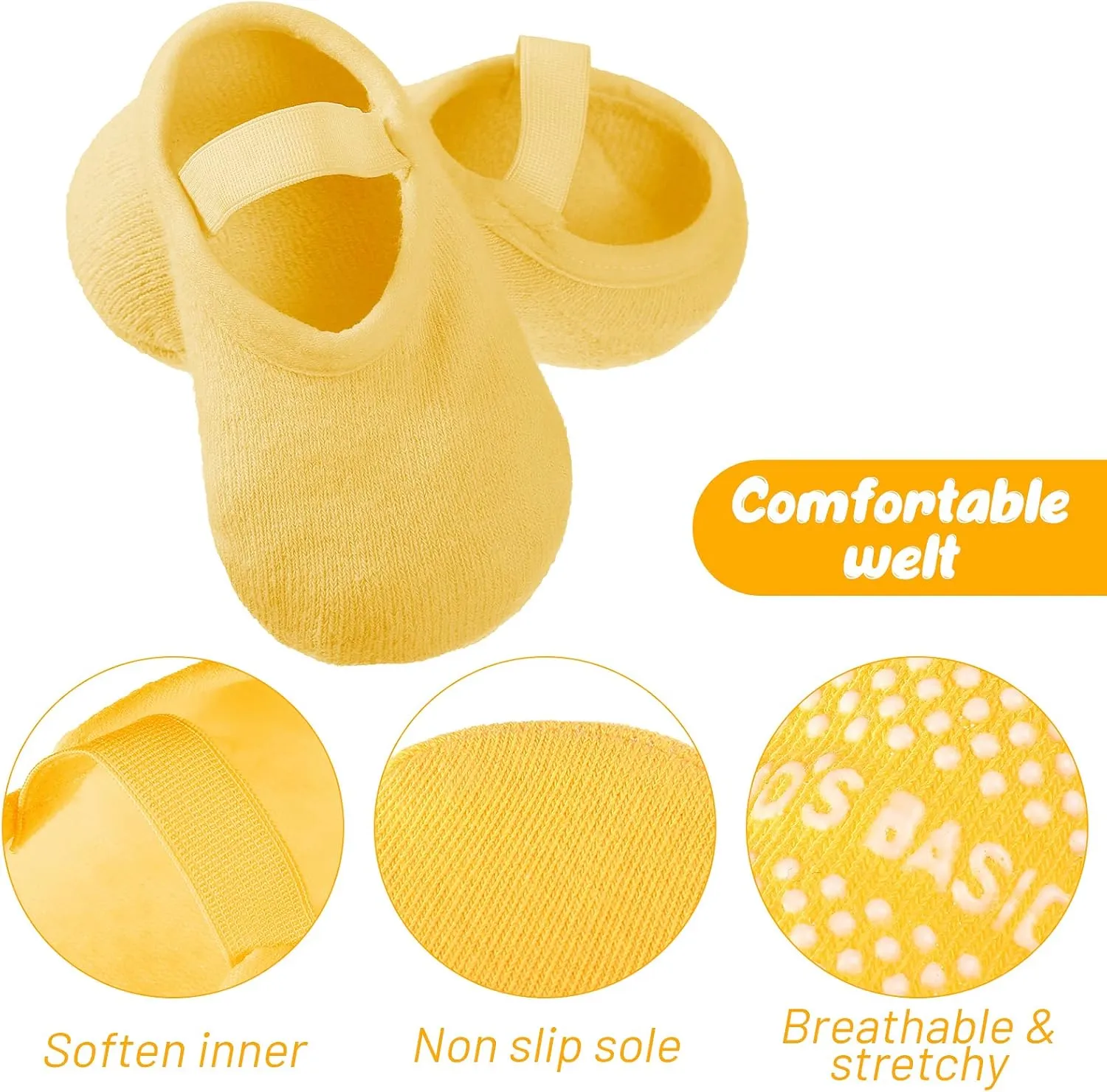 Geyoga 8 Pairs Baby Non Skid Anti Slip Socks Toddler Girls Boys Socks with Grip for Newborn Infants 0-36 Months Slippers
