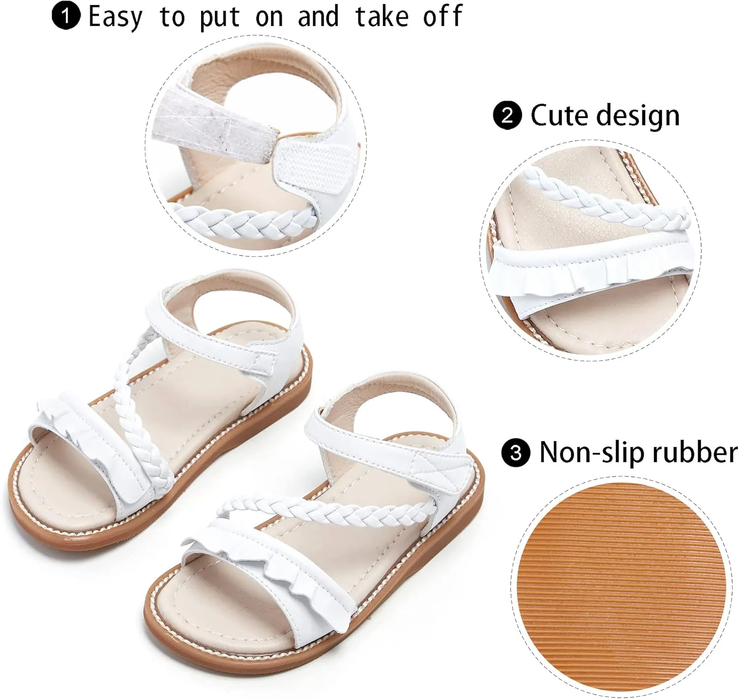 GINFIVE Toddler Girls Sandals Little Girls Kids Summer Shoes Toddler Sandals