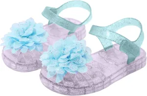Girls Jelly Sandals Kids Toddler Flower Princess Dress Shoes Closed Toe Summer Beach Flat Sandal with Ankle Strap